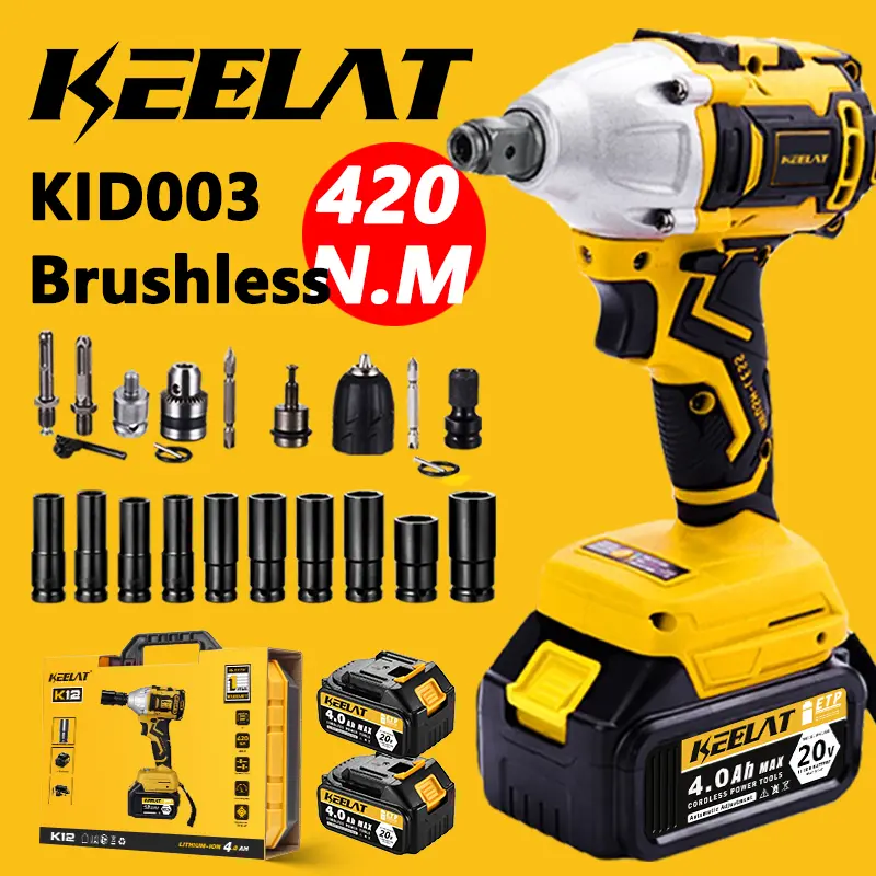 【LIVE】KEELAT KID003 Impact Wrench Cordless 20V 4Ah Battery 420N.m 1/2 in Electric Impact Gun 1/4 " Screwdriver Drill Driver