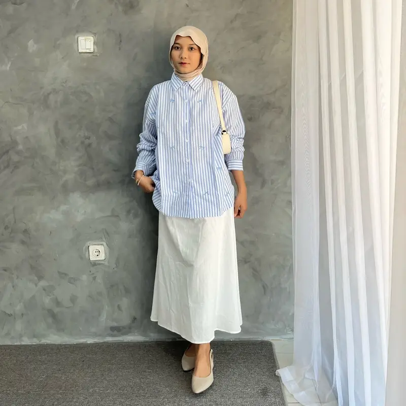 kaizy top kemeja stripe ribbon coquette outfit 6