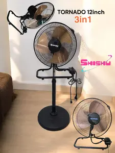 Kipas Tornado 3in1 SHISHU 12inch SH-775 3 Baling Besi Gold