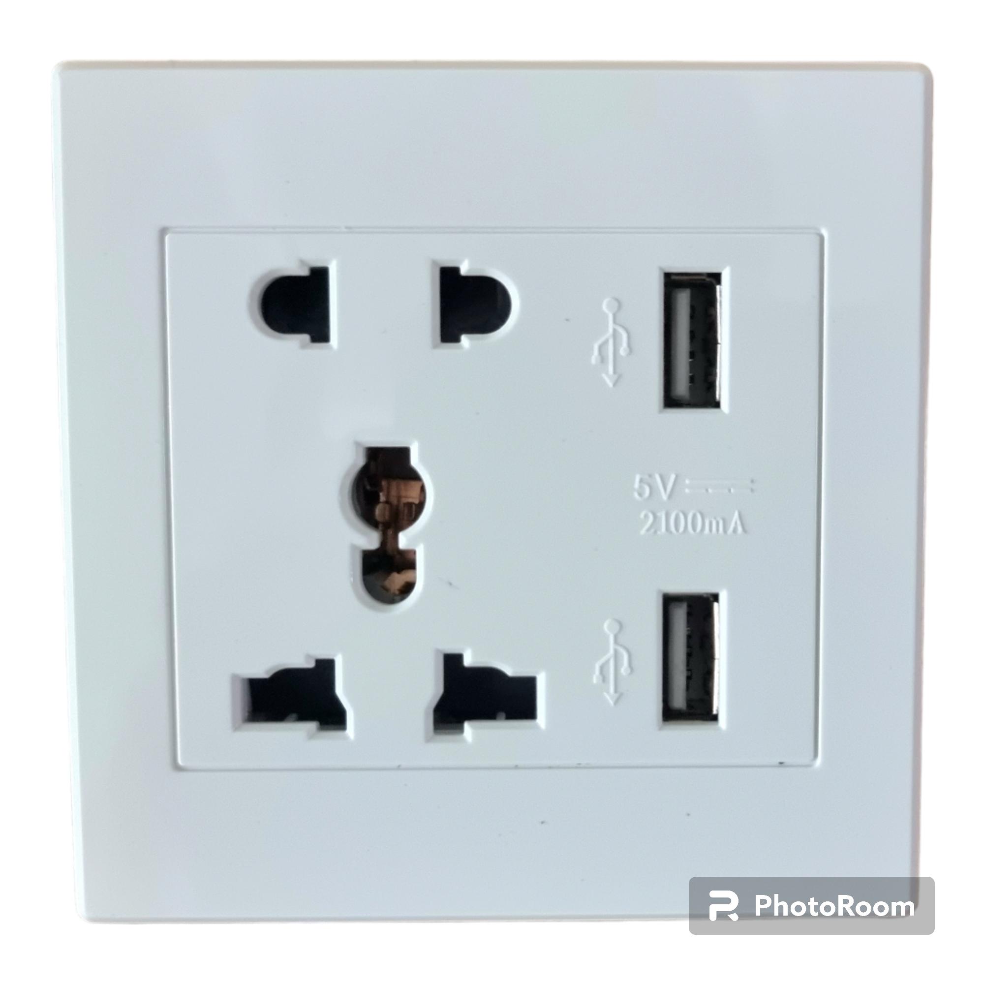 Colokan Listrik Dinding Stop Kontak Universal UK EU US 2 USB Port