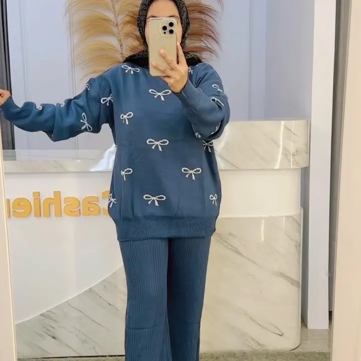 Stelan celana rajut bahan knit