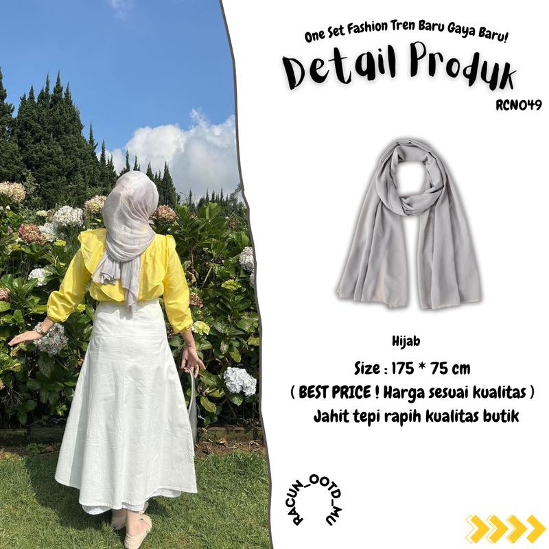 Setelan OOTD Kekinian 3in1 Style Korea Wanita Baju Blouse Ruffle & Rok Susun Mekar dengan Hijab Muslim Atasan 4