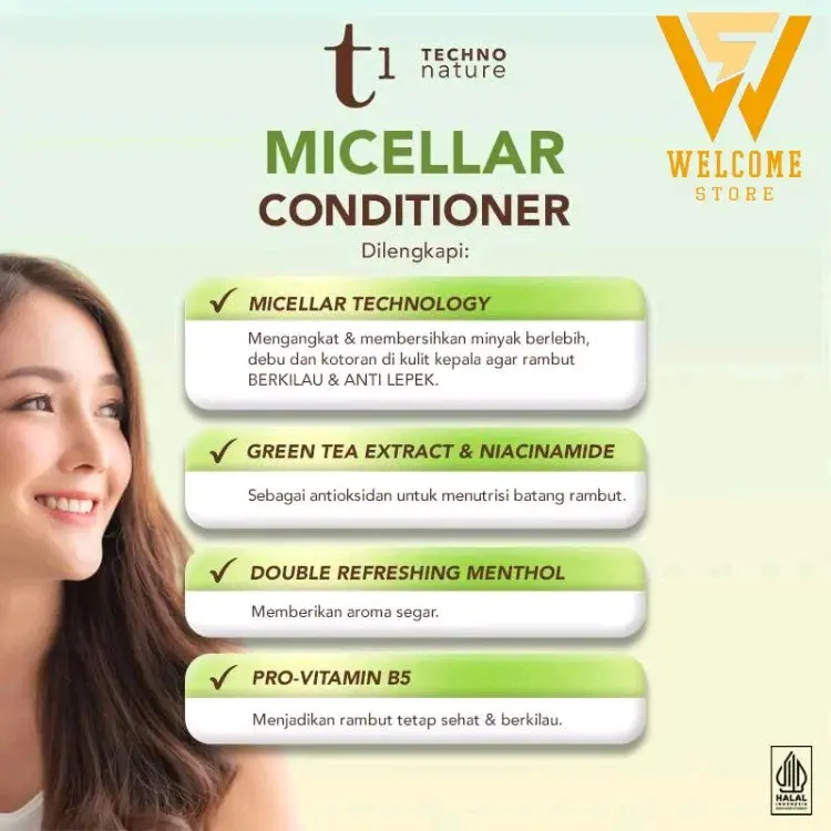Makarizo T1 Techno Nature Micellar Shampoo & Conditioner Bebas Sulfat 180 mL 2