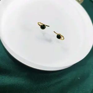 Natural Crystal Imperial Jadeite S925 ear stud hook