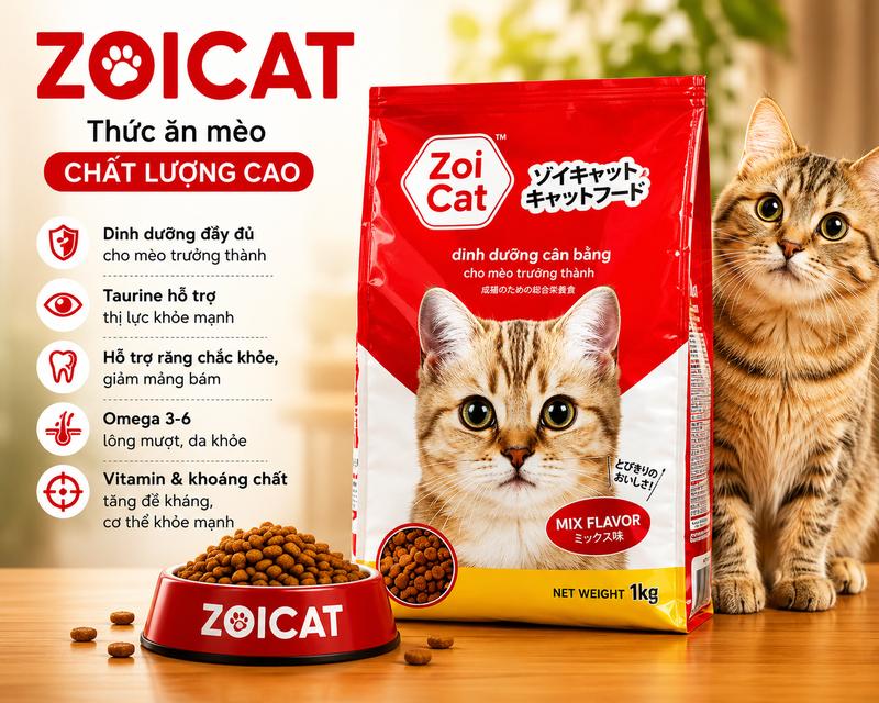 Thức ăn cho mèo Zoicat gói 1kg siêu ngon giá hợp lý