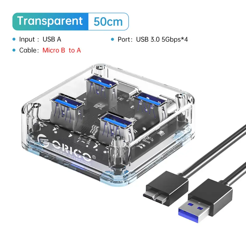 ORICO Bộ Chia USB 3.0 Trong Suốt 4 Cổng Tốc Độ 5Gbps