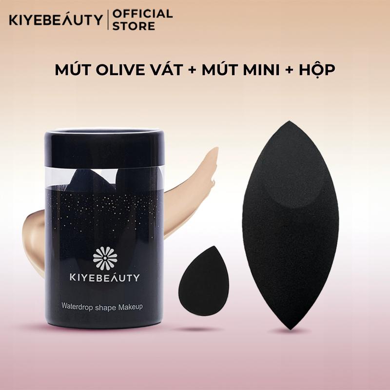 Mút Tán Kem Nền Hình OLIVE Vát KIYE Mềm Mịn Tiện Dụng Cho Lớp Nền Căng Bóng Tự Nhiên