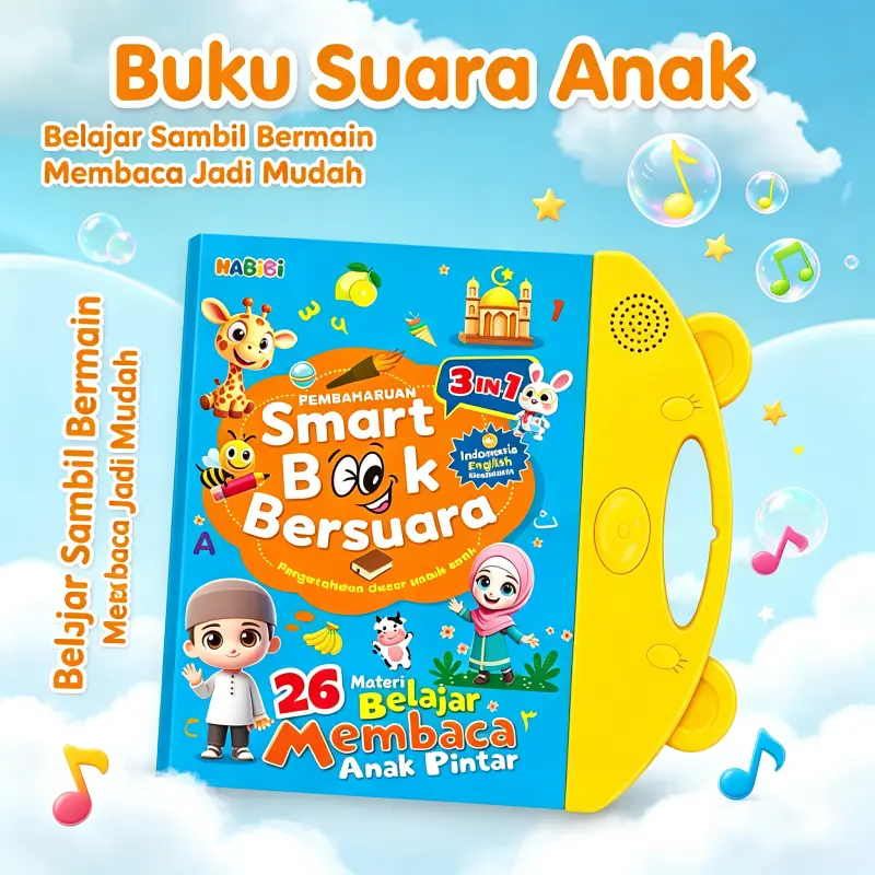 Buku Suara Balita Interaktif 3 Bahasa Belajar Pintar Mainan Edukasi Sentuh Jari Early Learning Book Media Belajar Kognitif Kosakata Mainan Anak Mainan Interaktif Ibu Dan Anak Trend 2026 (COD Tersedia)
