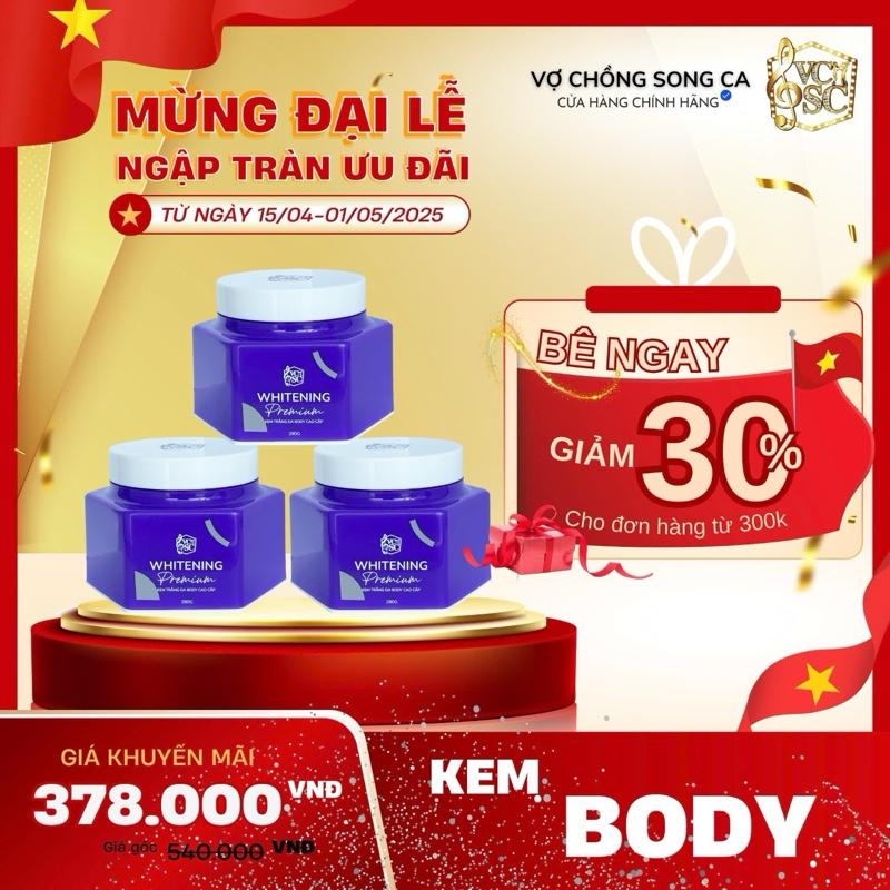 KEM BODY TINH THỂ  VCSC - Chính Hãng] HƯƠNG NƯỚC HOA-  280gr  - Chất Kem Sữa Sệt, Hỗ Trợ Dưỡng Da Body , Hỗ Trợ Mờ Thâm Sạm