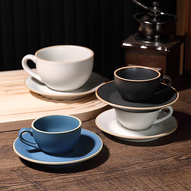 Product Introduction of Ceramic Coffee cup and saucer set Continental Latte cup Coffee shop home office breakfast cup personalized cup and saucer  mug drinkware reusable washable andwear-resistant 12