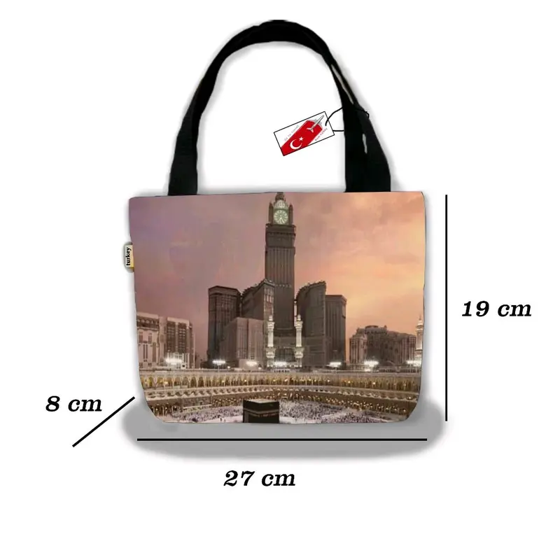 Totebag Mini Kanvas Wanita  Lucu Souvenir Pengajian Haji Umroh Motif Printing batik/ Kakbah  Terbaru 2024 Hitam Wanita 3