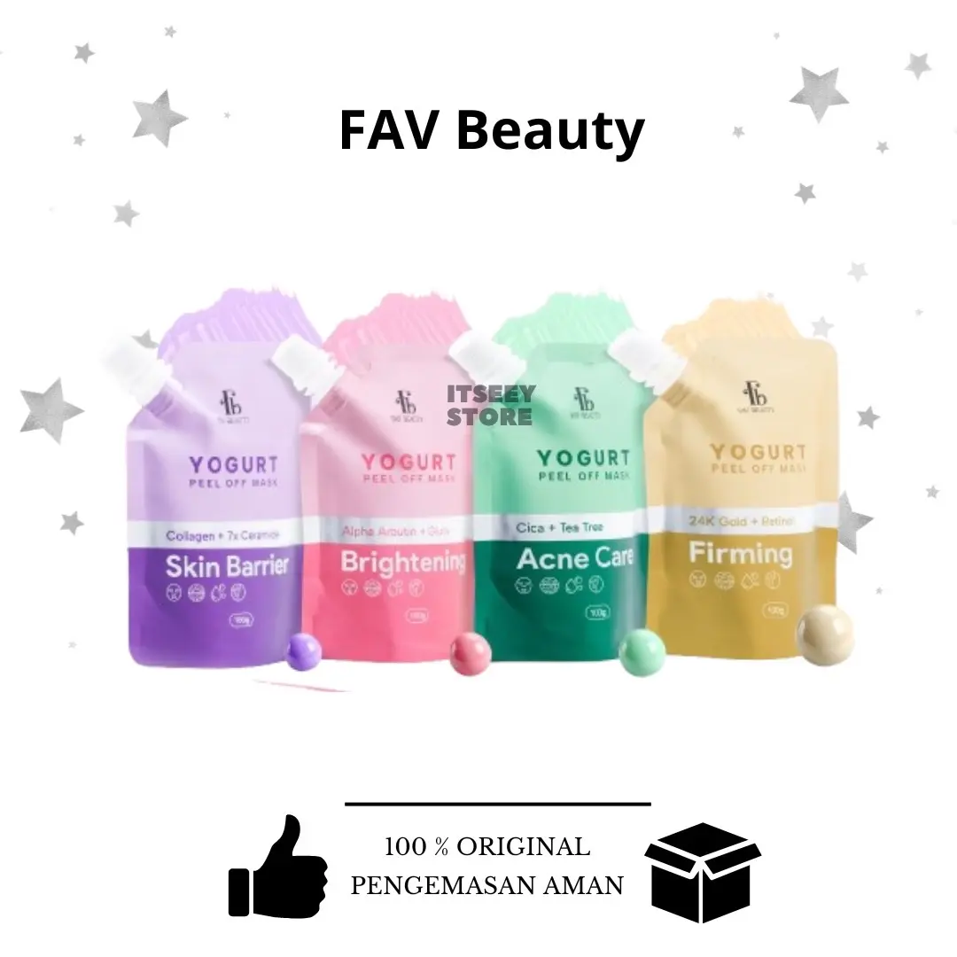 FAV Beauty Yogurt Peel Off Mask 100ml Travel Friendly Mencerahkan Kulit Menyamarkan Noda Hitam Bekas Jerawat PIE PIH dan Flek Masker Wajah Peel Off