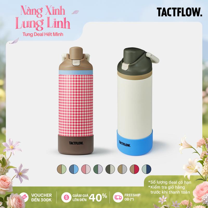 [Đã về hàng Caro - TACTFLOW] Bình giữ nhiệt có nắp bật - TFB110 Flip Tumbler 730ml - 8 màu - Có quai xách, kèm ống hút nhựa