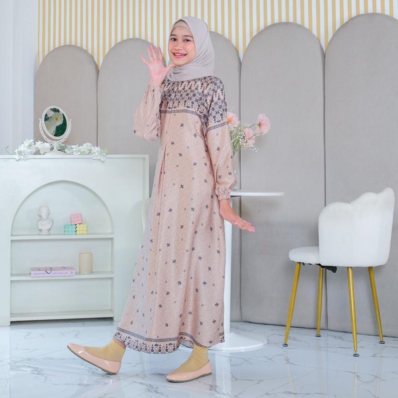 gamis couple motif ibu dan anak bahan silk print sarimbit 6