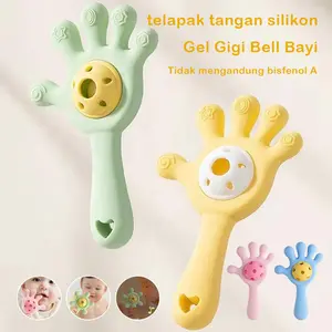 [COD] Mainan Bersuara untuk Bayi BPA Free Goyangan Telapak Tangan Silikon Teether - Solusi Aman untuk Mulut Bayi-Dapat menenangkan bayi, membuatnya berhenti menangis dan tidur secepat mungkin Biru Merah Gigitan Anak-Anak