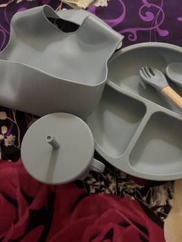 Product Review of Alat makan bayi set 5/6/8pcs anak-anak Peralatan makan silikon peralatan makan mpasi bayi set Sendok sup anak-anak Mangkuk Bayi from w**🦋 0