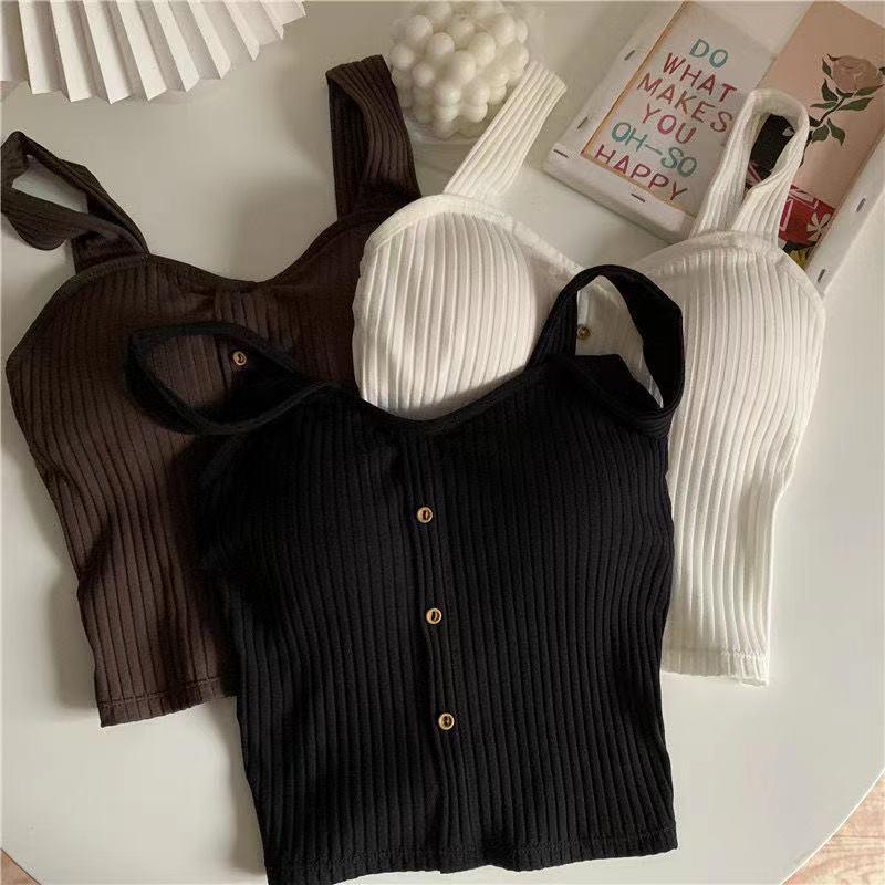 Product Introduction of Cute Sleeveless Cropped Tank Top Women's Crop Top Summer 2024 Korean Corset Top Camisole Knit Sexy Slim Vest with Bra Pads Tops Female Y2k 5