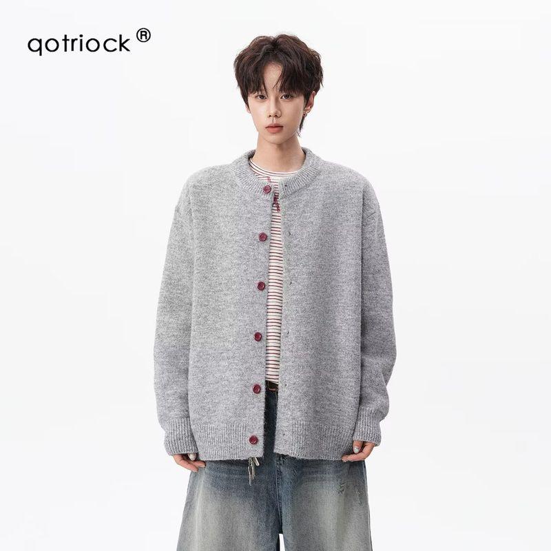 FMAT Áo len cardigan một hàng cúc phong cách Hàn Quốc thời trang trẻ trung dễ thương cho cả nam và nữ