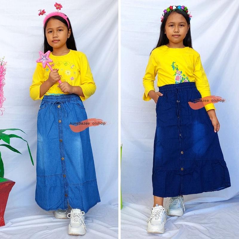 Rok Jeans Anak Model kancing Umur 3-20tahun 0