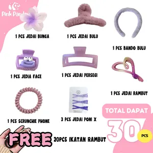 Paket Jepitan Rambut Ungu 30Pcs Jedai Rambut Estetik Ungu Bandana Bando Free Ikat Rambut 20pcs