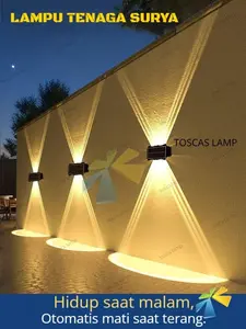 【TOSCA】【BEST SELLER】 Lampu LED Tenaga Surya LED Solar Panel Lamp Tahan Hingga 12 Jam Tahan AIr Putih White Rgb Asli