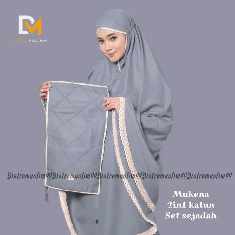 Mukena traveling 2 in 1 katun mikro,Mukena leona,polos dewasa Lembut Muslim Sajadah Atasan 0