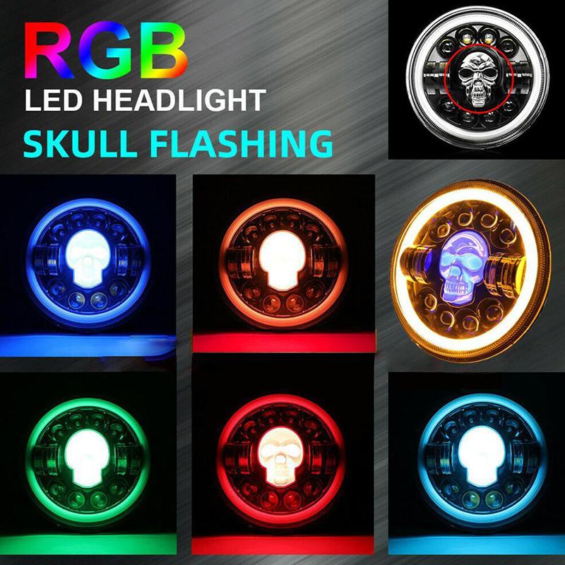Product Introduction of COD Lampu Tembak Daymaker Tengkorak 7 Inch LED Bulat Lampu Tembak Tengkorak 40 Watt Lampu Daymaker Tengkorak 12 LED 28