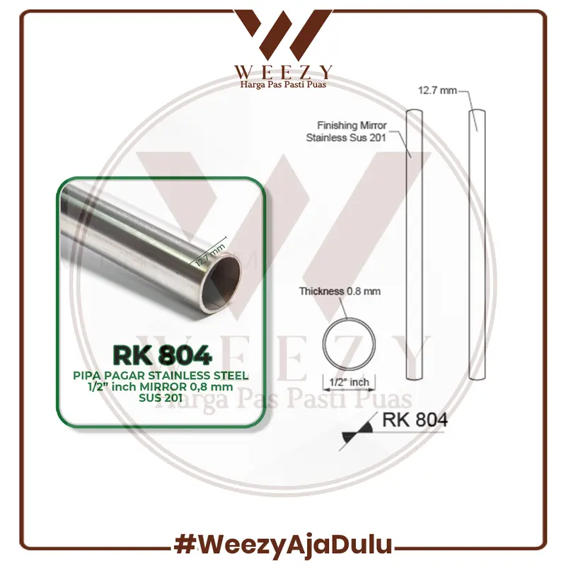 RK 804 Weezy Pipa Pagar Stainless Steel Super Kilap Full Stainless 4