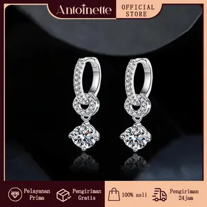 Antoinette Jewelry Adjustable Anting Premium Korea S925 - Moissanite Lapis Berlian, Desain Minimalis & Elegan Cocok Kerja & Kuliah