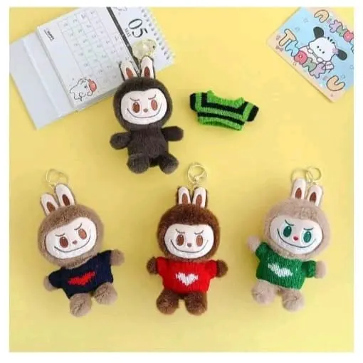 KEYCHAIN GANTUNGAN KUNCI / TAS LABUBU FULL BODY BAJU RAJUT BISA LEPAS PASANG 2