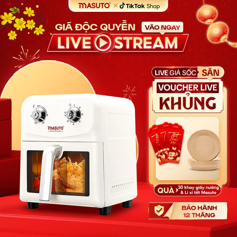  Nồi chiên không dầu 6L Masuto - Siêu đầu bếp tại gia TẶNG 30 KHAY GIẤY NẾN DÙNG 1 LẦN 