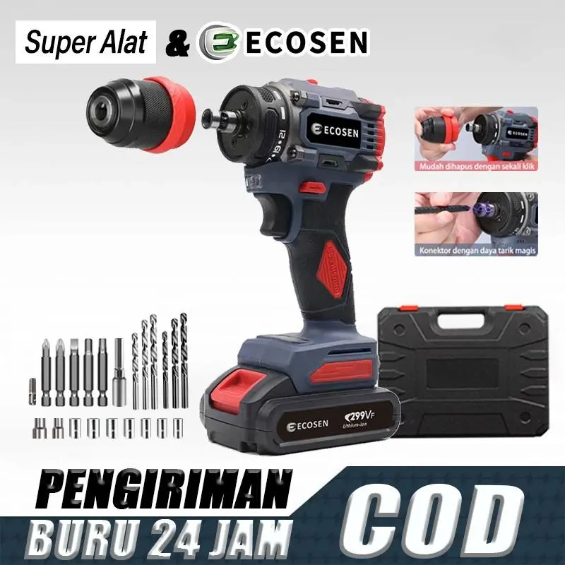 ECOSEN-258VF Mesin Bor Bor listrik tanpa sikat Cordless Bor Baterai Bor Listrikl Tangan Dengan