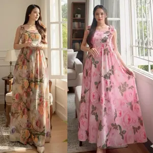 Homedress VEERA LD 125cm lengan serut karet smoke daster panjang