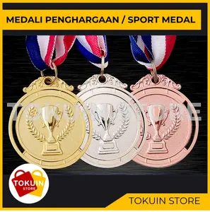 Medali Penghargaan Logam Juara Kejuaraan Lomba Olahraga Gold Emas Perak Silver Perunggu Bronze Medal
