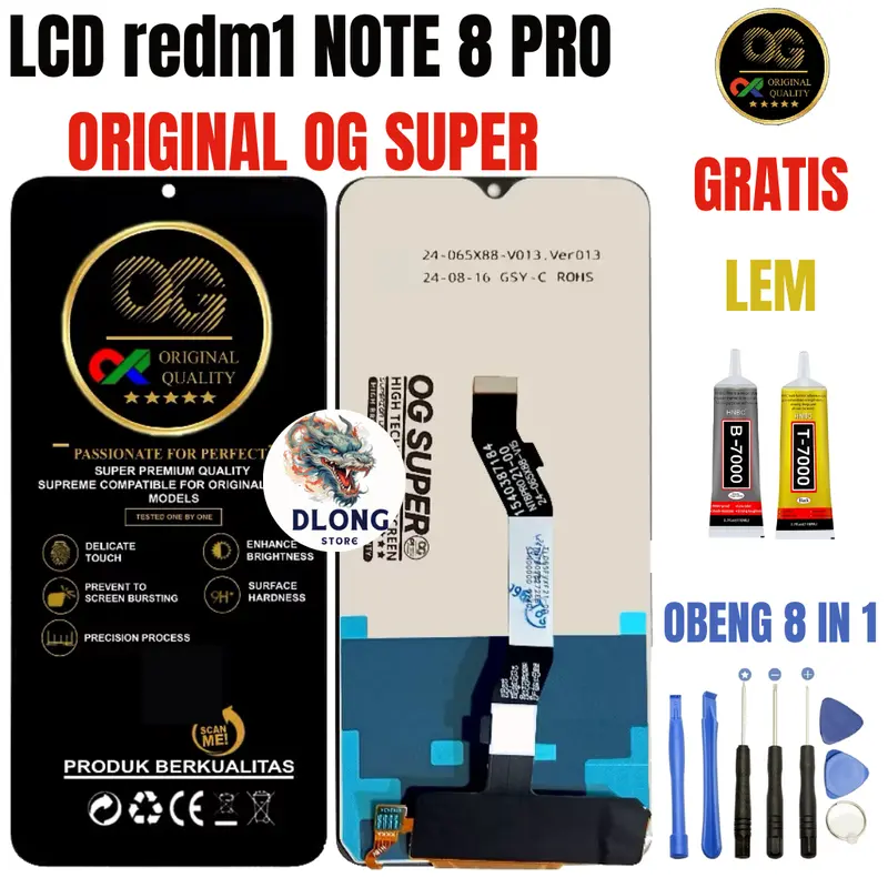 LCD r3dm1 NOTE 8 PRO ORIGINAL OG SUPER GRATIS LEM DAN OBENG 0