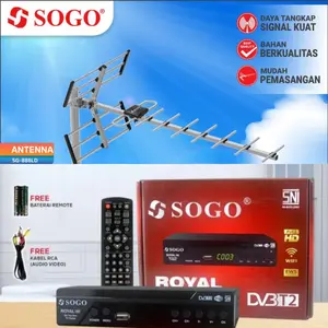 [PAKET] SOGO Royal Set Top Box + Antenna TV Analog & Digital SG-888LD Lengkap dengan Remote Control + Kabel 10M