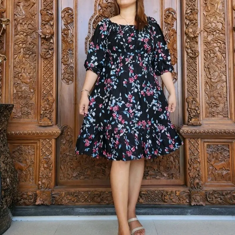 Dress Lily XL XXL LD130                                                                                               Shimmer midi maxi Dress floral korean style becca simpel elegant baju Lebaran wanita gereja aesthetic ter baru 2023 6
