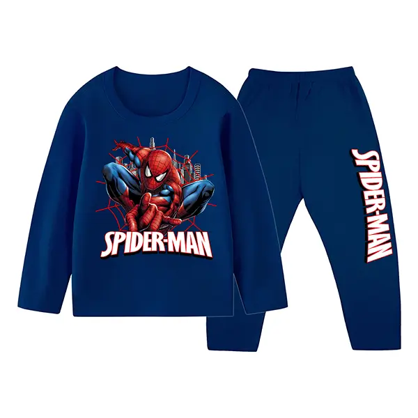 Setelan Baju Tidur Anak Gambar Spiderman Piyama Ukuran 1 Sampai 10 Tahun Polyester Soft laki 7–10 Laki-Laki Lengan Perempuan Cotton 0
