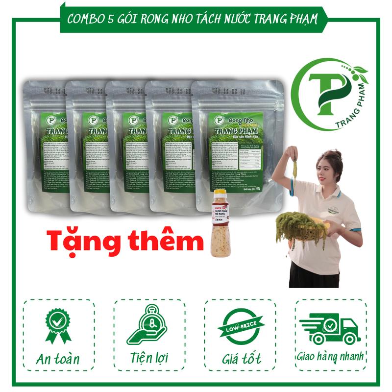   CÓ CHỨNG NHẬN KIỂM ĐỊNH  Rong biển rong nho tách nước tặng sốt mè rang Trang Phạm cao cấp Combo 5 gói tặng kèm chai xốt mè 180ml Snack Ăn Vặt 