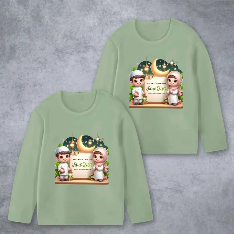 Baju Kaos Lengan Panjang Anak Cewek Cowok Edisi Lebaran Idul Fitri - Fashion Anak Motif 7