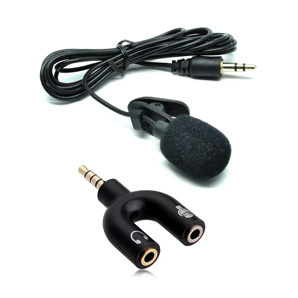 Paket Mic Clip On + Audio Splitter U Cocok Buat Konten (1 Set) Smule Microphone Eksternal
