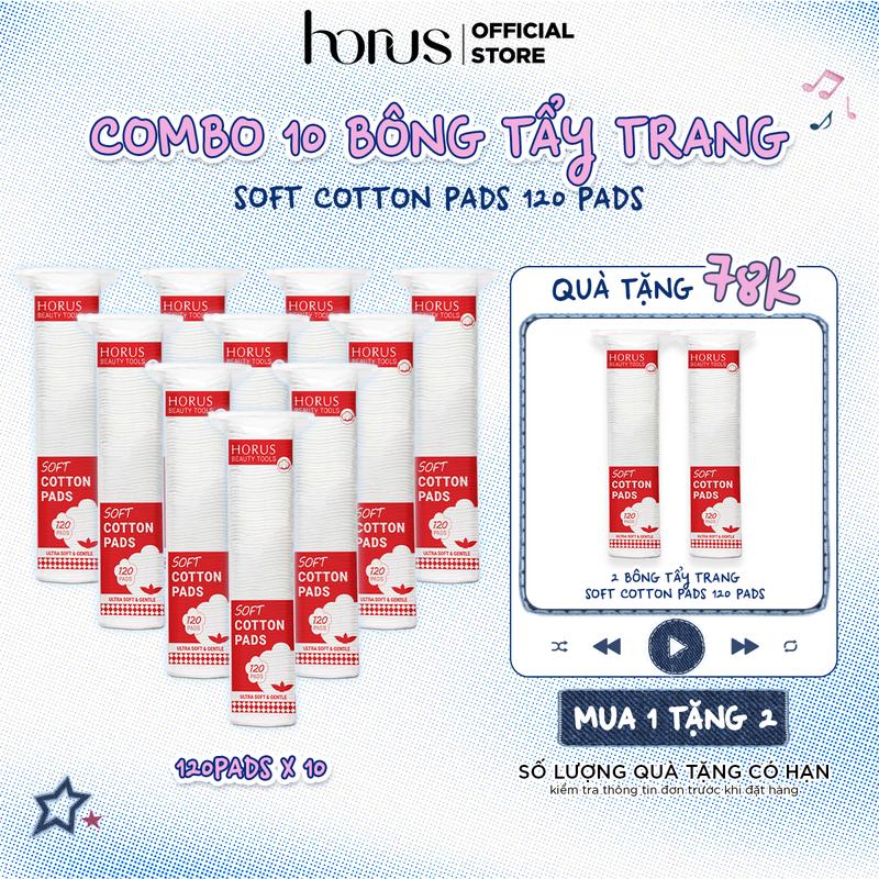   KOL Quà tặng 2 bông tẩy trang  COMBO 10 Bông tẩy trang Horus Soft Cotton Pads 120 pads 