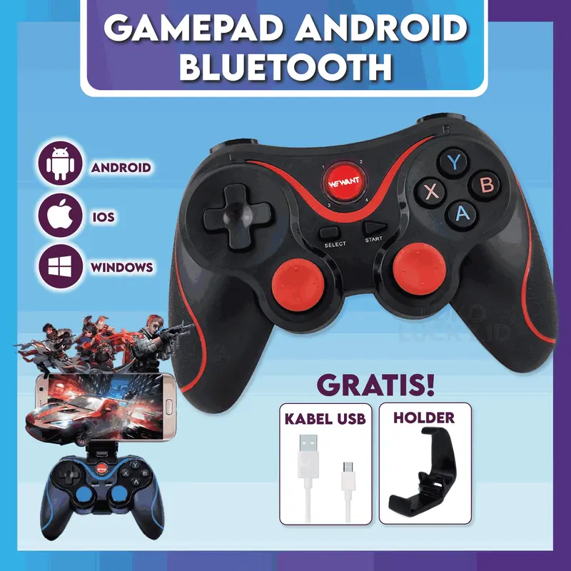 WeWant Gamepad Android Bluetooth X3 Joystick Wireless Controller with Holder Accessories 3