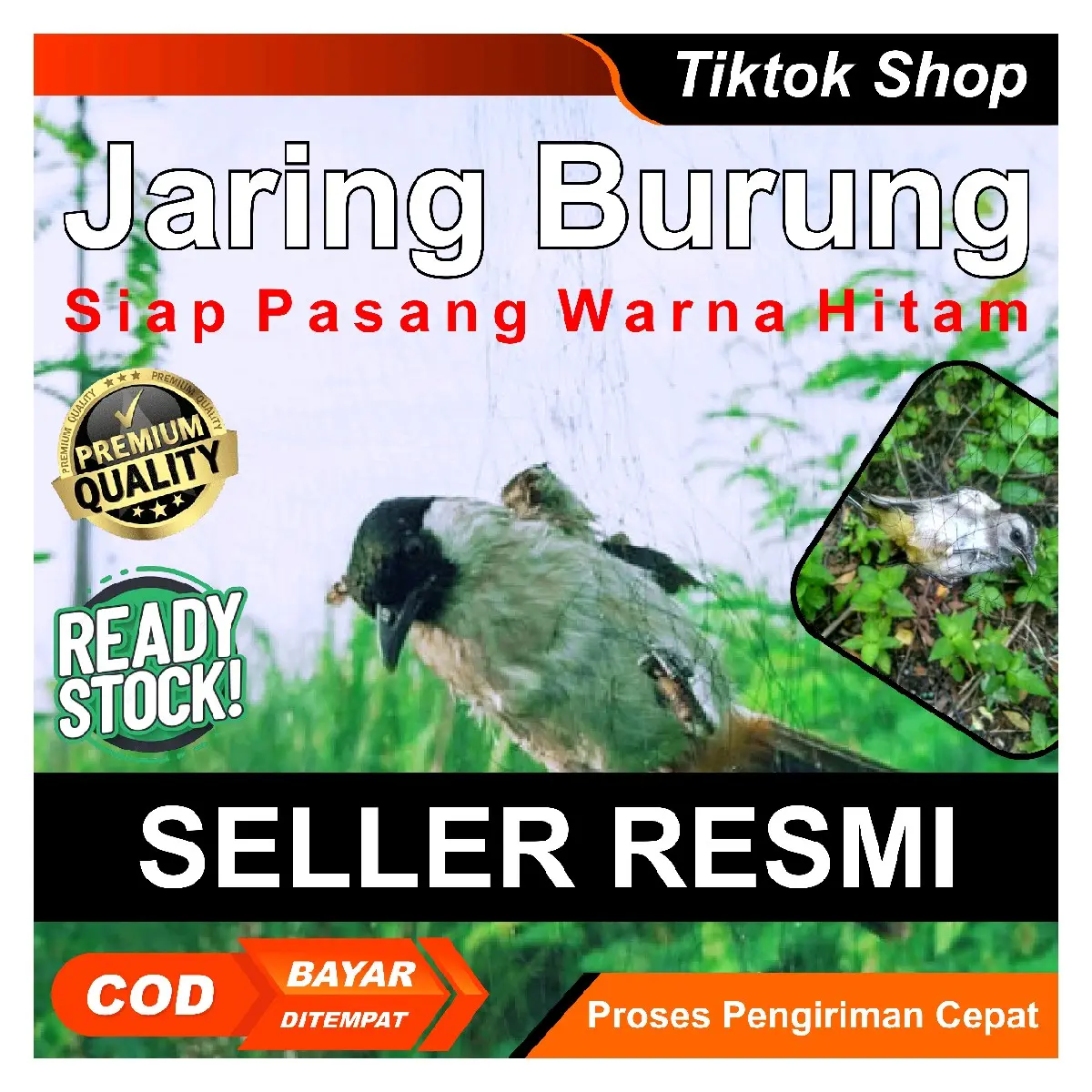 jaring burung kutilang/jaring burung kecil/jaring segala burung/jaring burung siap pasang