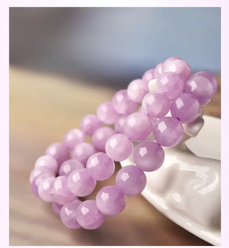 Vòng Tay Kunzite Màu Tím, Đá Quý Tự Nhiên, Vòng Tay Hạt, Năng Lượng Chữa Lành, Thủ Công, Tự Làm, Thiết Kế Trang Sức, Thích Hợp Cho Kỷ Niệm, Sinh Nhật Tốt Lành, Đeo Hàng Ngày, Đính Hôn, Đám Cưới 4