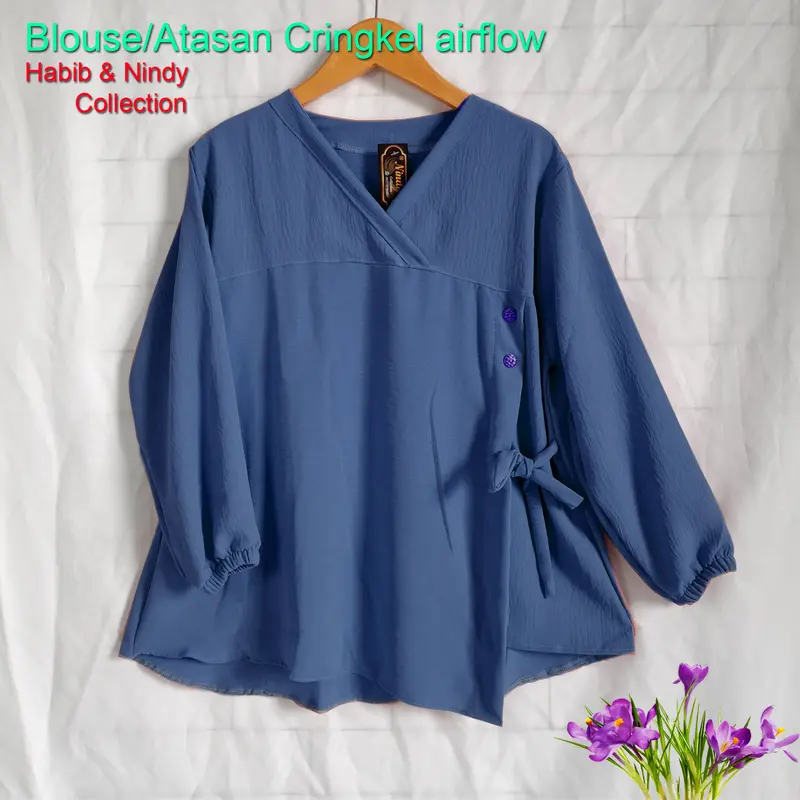Pakaian wanita atasan blouse Cringkel airflow remaja dewasa model terbaru kekinian yang lagi viral Baju Cantik Simple Nyaman 4