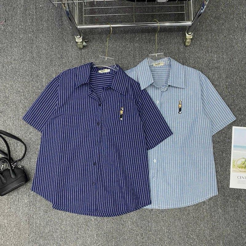 [Bigsize 60 - 90kg] Áo Sơ Mi Tay Ngắn Kẻ Sọc, Chất LENIN SỌC