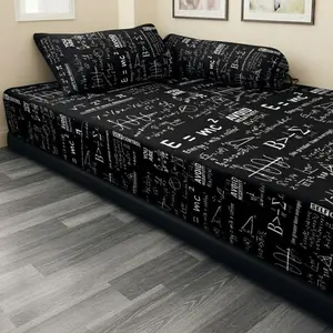 Sprei Karet Anti Geser Set Sarung Bantal & Guling Bed Kain Halus Lembut Motif Matematika Rumus Single Double Tinggi 20 30 40 cm Material Polymicro Premium Lembut Nyaman SpreiKekinian SpreiEsteti SpreiMurah