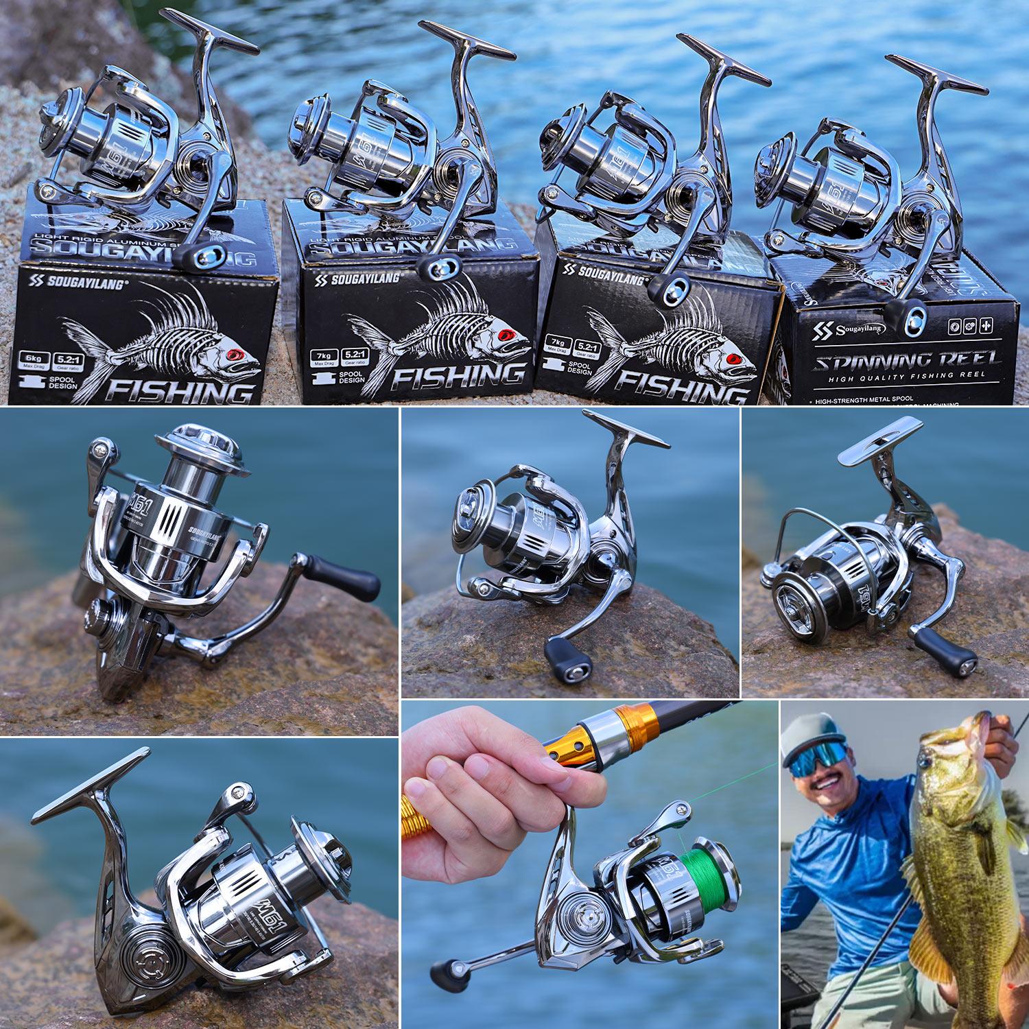 Sougayilang [COD] Reel Pancing Spinning Logam Seri 1000-4000 Baru dengan Gagang Logam power handle, Rasio Gigi 5.2:1, Reel Pancing Olahraga Luar Ruangan, Tersedia di Jakarta