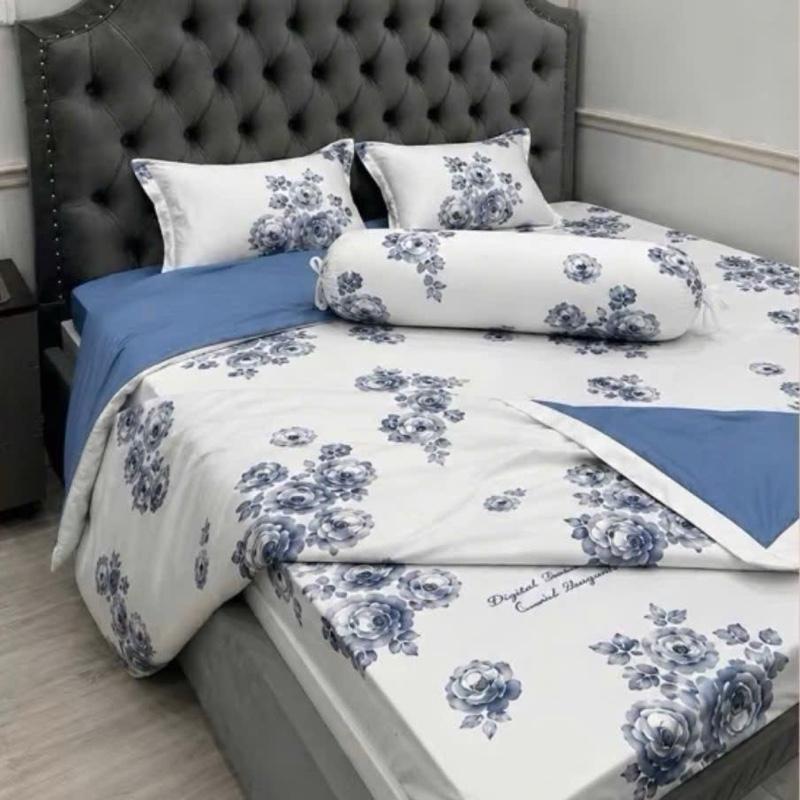 Set 5 món Chăn Ga Lụa Thái in 6D Kích Thước Theo Yêu Cầu Nhiều Hoạ Tiết (GA ĐỒNG MÀU VỚI VỎ GỐI VÀ CHĂN)